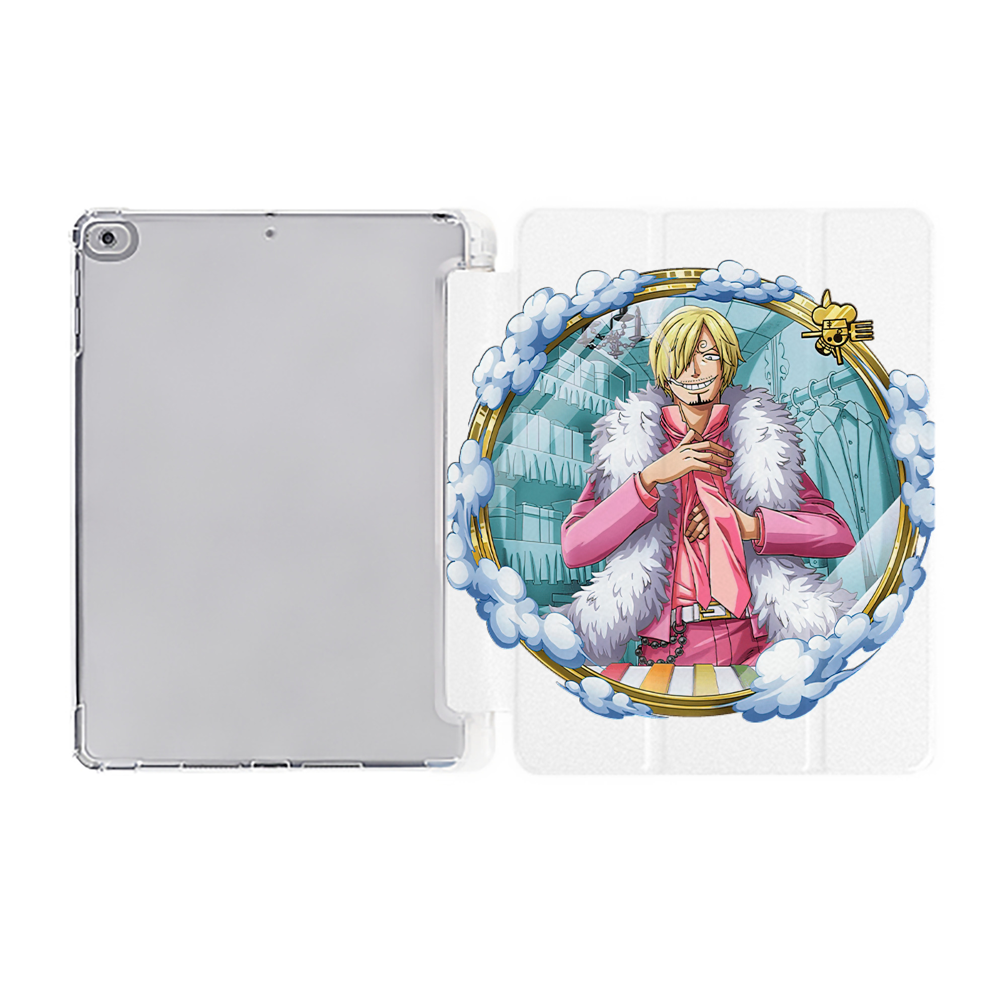 （画像用） ワンピース サンジ ONE PIECE Sanji IPad ケース ペン収納付き 三つ折りスタンド PUレザー×シリコン 対応機種9.5/10.5/10.9インチ